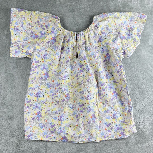 Levis Akiko Blouse Womens Medium Pastel Floral Puff‎ Sleeve Relaxed Fit Coquette - Picture 2 of 11